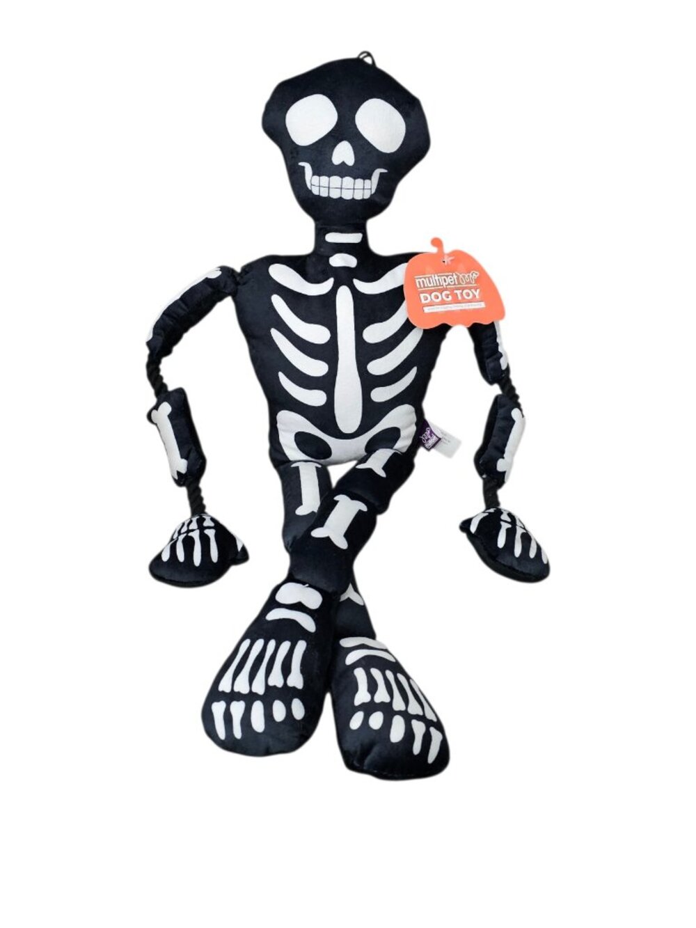 Multipet Halloween Jumbo Skeleton Rope Plush Tug-Of-War Dog Toy New Black White